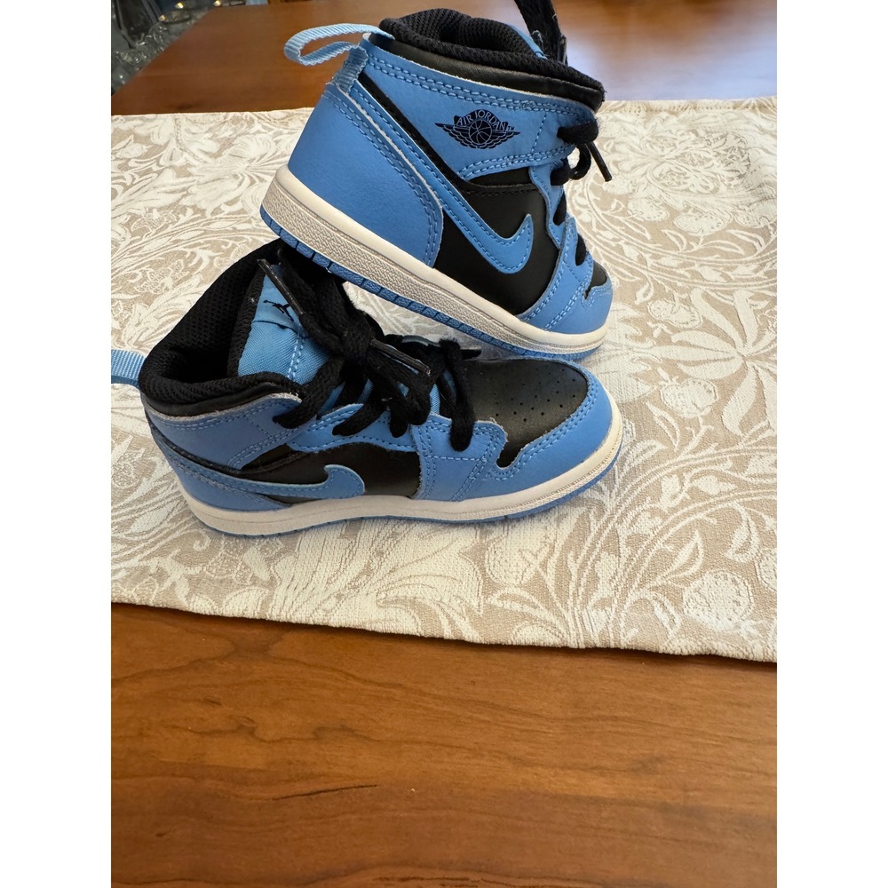 Jordan 1 Mid University Blue Black Toddler Sneakers DQ8425-401 Size 8C